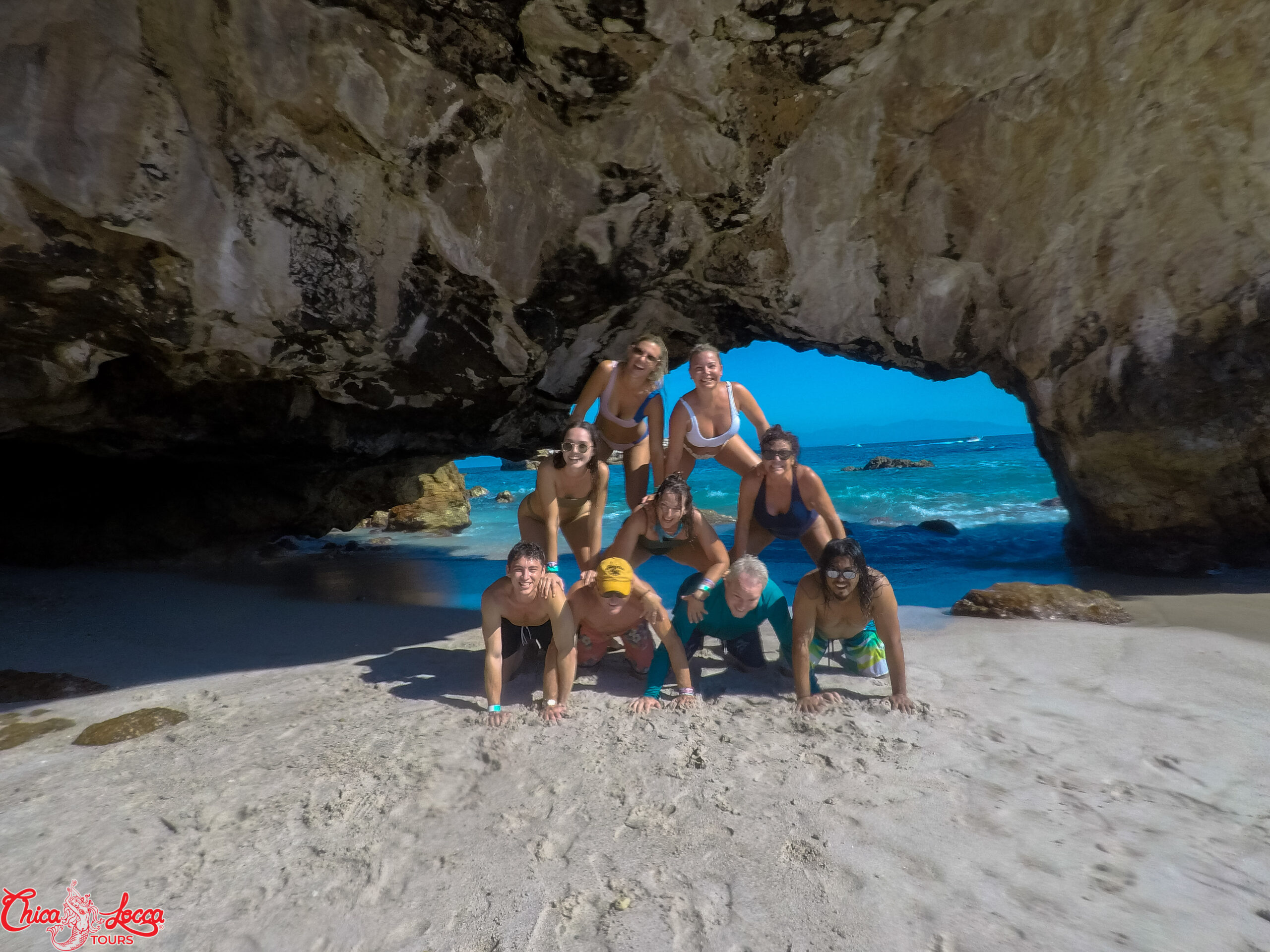 group pyramid on marietas island tour