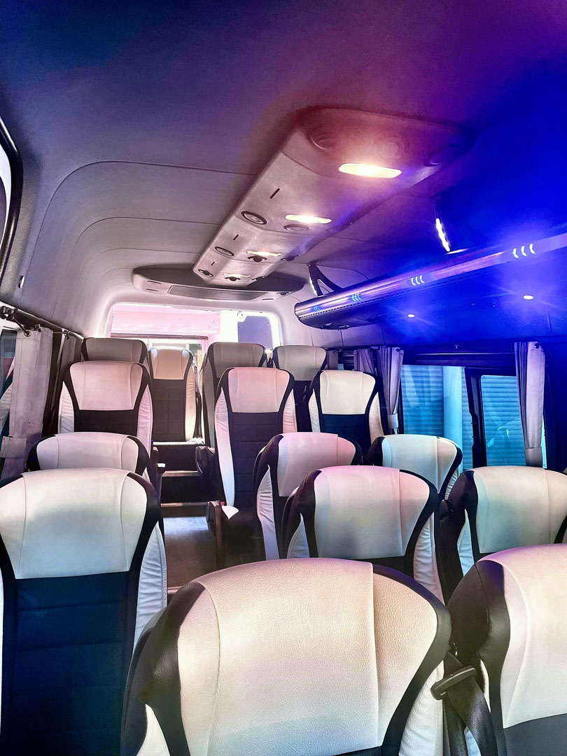 Spacious 21-passenger Sprinter van for event transportation in Mismaloya